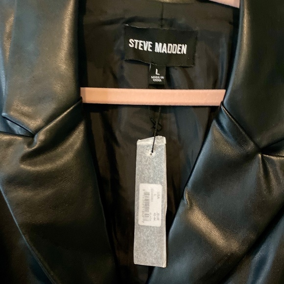 Steve Madden - FRIDA FAUX LEATHER BLAZER BLACK NWT - Picture 6 of 7